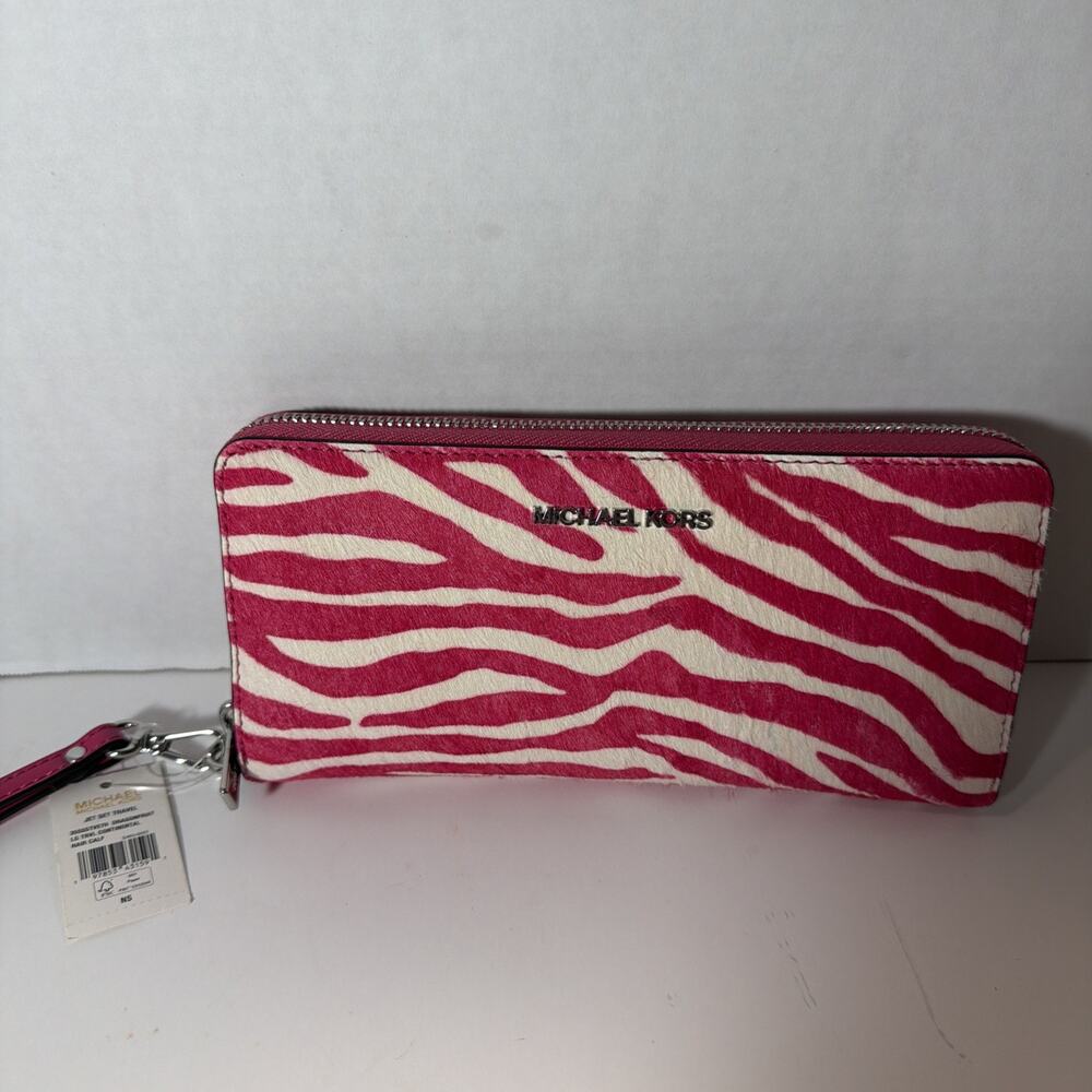 Michael Kors Large Jet Set Travel clutch HAIRCALF Exotic Print